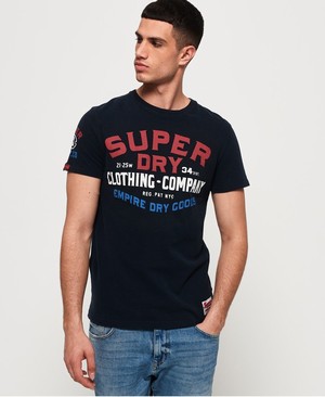 Superdry Flagship Férfi Pólók Sötétkék | FQBCM8547